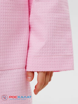 Подростковый вафельный халат с капюшоном светло-розовый В-18 (8)