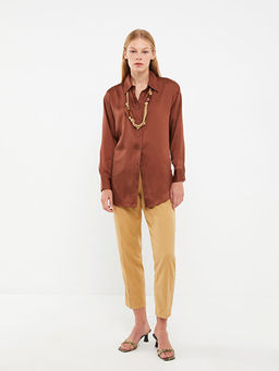 ?nden D??me Kapamal? D?z Uzun Kollu Saten Kad?n G?mlek