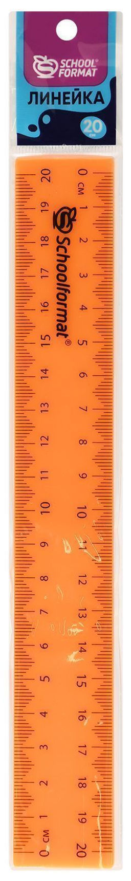 Цена за 5 шт.Линейка Schoolformat 20 см пластиковая непрозрачная, ассорти неон