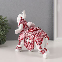 Сувенир полистоун "Белый слон. Бордовая попона с цветком и стразой" 17,5х9х17 см