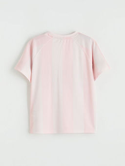 Bisiklet Yaka Bask?l? K?z ?ocuk Ti??rt