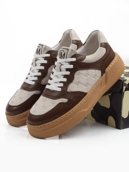 03-X79173-A2 BROWN/BEIGE Кроссовки мужские (натуральная кожа, нубук) - Фабричный китай фото 13