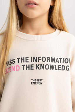 Толстовка оверсайз с принтом для девочек - Defacto фото 5