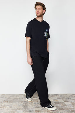 TRENDYOL MAN Siyah Oversize/Genis Kesim Yaz? Bask?l? %100 Pamuklu T-Shirt TMNSS21TS3438 - Trendyolmilla фото 7