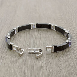 Браслет Лилу из черной керамики с Александритом покрытие светлый металл - Agat77 фото 2