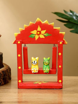 Сувенир Зайки на качелях, 10?3.5?15 см, дерево, красный