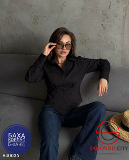 Блузка-рубашка с вертикальными талиевыми фиксаторами - Bruno фото 4