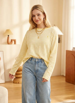 K13497 Лонгслив OVER SIZE (хлопок) ЖЕЛТЫЙ