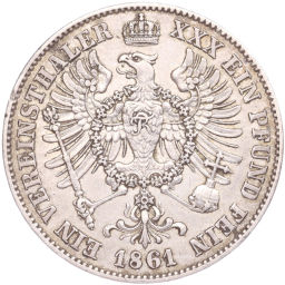 Монета 1 союзный талер 1861 года А Пруссия