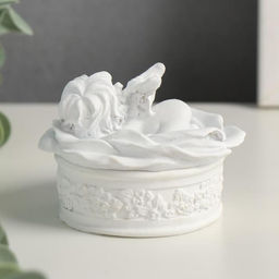 Полистоун шкатулка белый ангел на цветке 6*8*8,5 см МИКС - Simaland фото 4