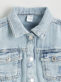 G?mlek Yaka K?z ?ocuk Jean Ceket