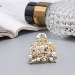 Цена за 6 шт. Крабик для волос «Саманта галант», дуга, 3 см, золото