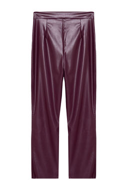 TRENDYOLMILLA Bordo Suni Deri Cigarette Pacas? Fermuarl? Dokuma Pantolon TWOAW25PL00049  фото 7