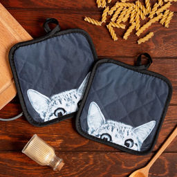 Кухонный набор (2 предмета) Этель LoveLife Кошечка, прихватка 17х17 см - 2 шт, 100% п/э
