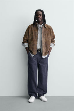 CAZADORA PIEL ANTE EFECTO LAVADO / Marr?n