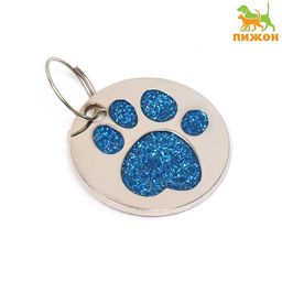 Цена за 6 шт. Адресник под гравировку Блестящая лапка, 2,2 см, фасовка по 6 шт, микс цветов