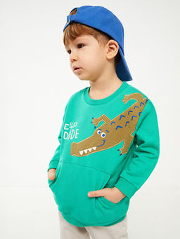 Bisiklet Yaka Uzun Kollu Bask?l? Erkek Bebek Sweatshirt - Waikiki фото 2
