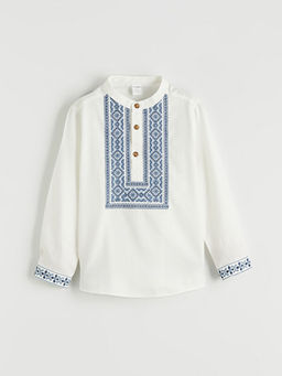 Hakim Yaka Erkek ?ocuk Nak??l? Poplin G?mlek