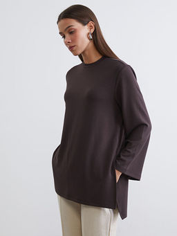 Bisiklet Yaka Oversize Kad?n Sweatshirt Tunik