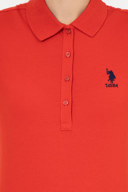 Футболка U.S. Polo Assn базовая поло красная из хлопка с эластаном  фото 18