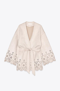 OPENWORK SUEDE-EFFECT TRENCH COAT - Zara фото 5