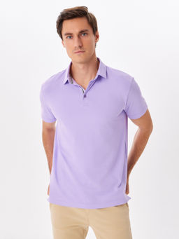 Джемпер мужской с воротником поло короткий рукав GREG G144-PO124T-SA1051 (сиреневый)  фото 8