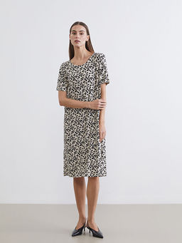 Bisiklet Yaka Desenli Elbise