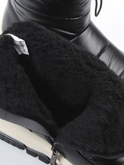 02-WA010-1M BLACK Сапоги Дутики зимние женские (натуральная кожа, курточная ткань, 100% шерсть) - Фабричный китай фото 9