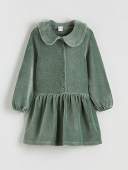 Bebe Yaka K?z ?ocuk Kadife Elbise