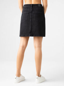 CONTE Джинсовая юбка А-силуэта на пуговицах CON-304 washed black