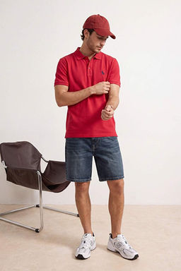 K_rm_z_ Regular/Normal Kesim At Nak__ Polo Yaka T-shirt TMNSS25PO00017
