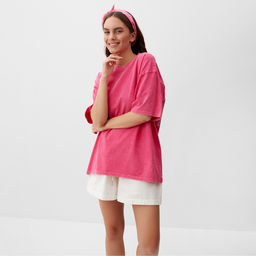 Футболка из вареного хлопка женская Mist Don&apos;t touch me, размер S, розовая