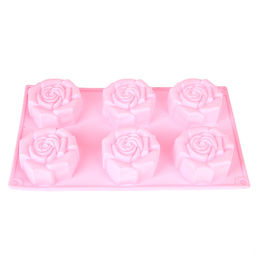 Форма силиконовая для выпечки 6 ячеек Роза 7*7*3,5см/ 28,5*17*4см.(4вида) (силикон) (без упаовки)