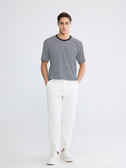 Bisiklet Yaka ?izgili Penye Erkek Ti??rt