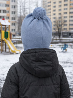 Шапка вязаная голубая