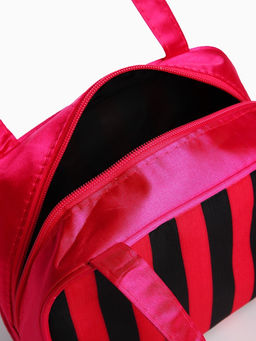 Косметичка-сумка на молнии, средний размер, в полоску, красная/чёрная