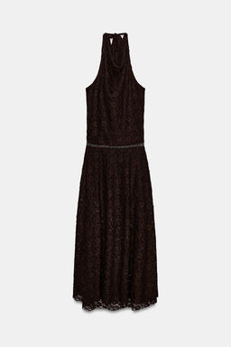 HALTERNECK LACE DRESS WITH SPARKLES - Zara фото 12