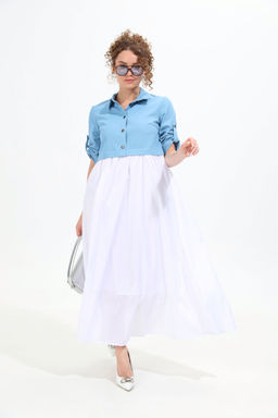 Платье NIKVA н967-1 молоко+голубой  фото 7