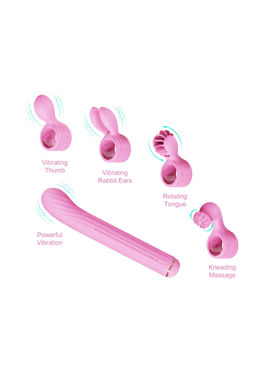 Вибратор со сменными насадками OTOUCH Magic Stick S1 Plus, силикон, розовый, 21,5 см