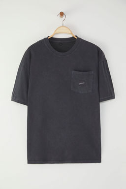 TRENDYOL MAN Antrasit Oversize/Genis Kesim Eskitme Efektli %100 PamukluT-Shirt TMNSS25TS00040 - Trendyolmilla фото 2