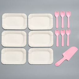 Цена за 4 шт. Посуда одноразовая, 6 шт., розовый