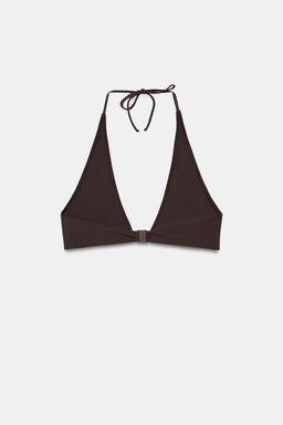TOP BIKINI HALTER PIEZA MET?LICA / Berenjena oscuro - Zara фото 8