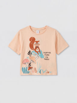 Bask?l? K?z ?ocuk ?ortlu Pijama Tak?m?