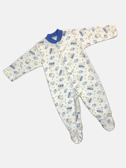 Комбинезон футер с длинным рукавом, арт.C-KB152-ITn, бело-голубой