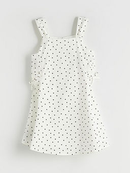 Kare Yaka Puantiyeli K?z ?ocuk Elbise