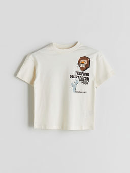 Bisiklet Yaka Bask?l? Erkek ?ocuk Ti??rt