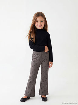 Beli Lastikli Fiyonk Bask?l? K?z ?ocuk ?spanyol Pa?a Tayt