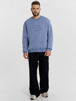 Свитшот мужской синий с вышивкой Humble beginning - Mark formelle фото 3