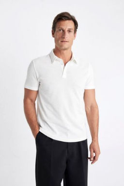 Slim Fit Dar Kesim Basic Duz K?sa Kollu Polo Tisort