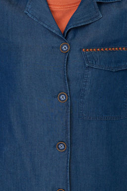 Женская темно-синяя джинсовая рубашка - U.s. polo assn фото 6